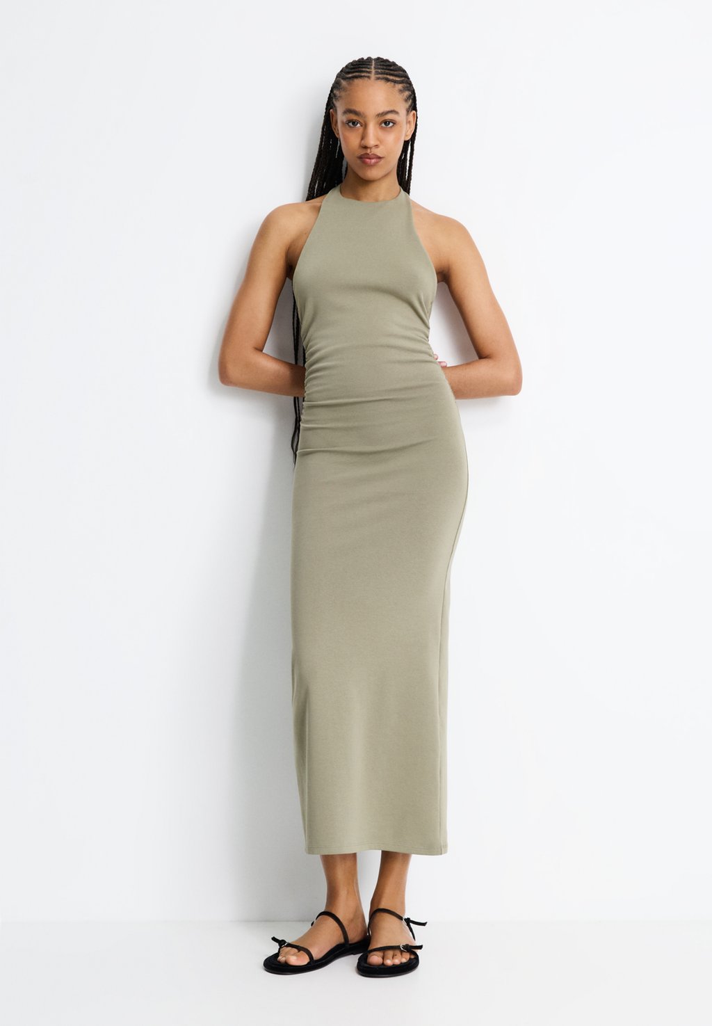 

Платье из джерси GATHERED HALTER - Maxi dress PULL&BEAR, хаки