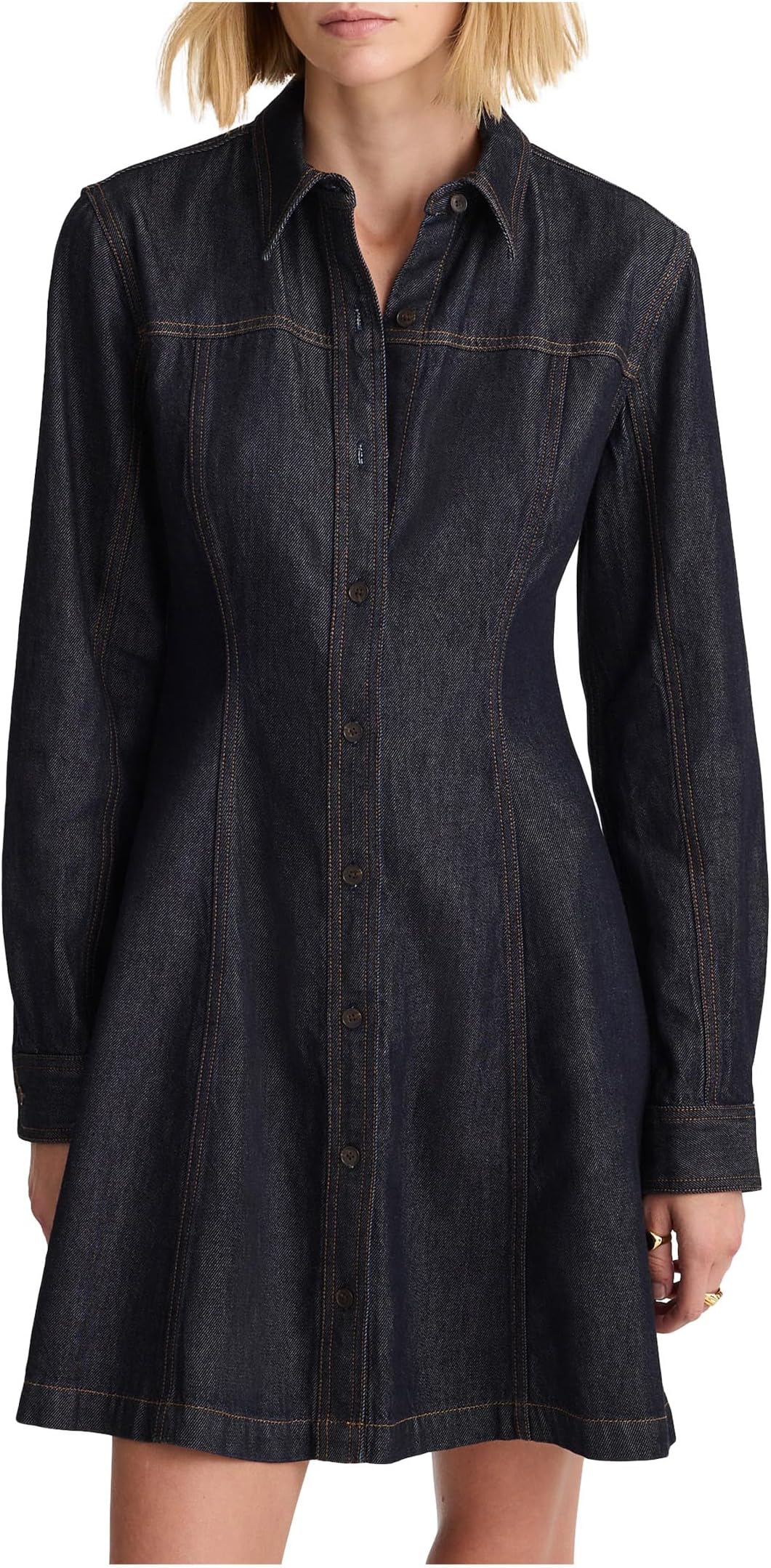 

Женское мини-платье-рубашка со швами, цвет Rinse Madewell, Rinse Wash