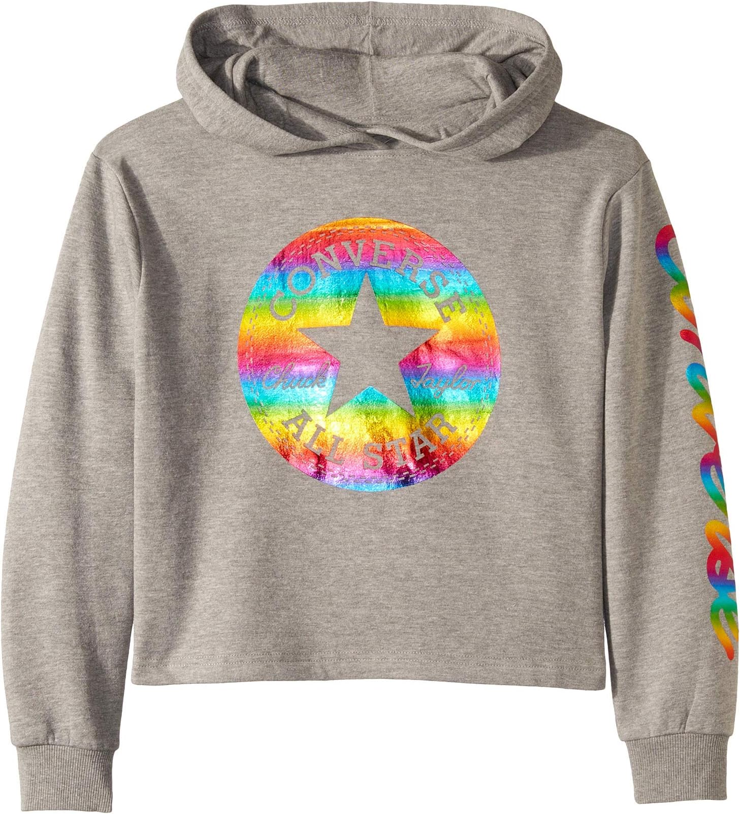 

Толстовка Converse Kids Chuck Patch Cropped Hoodie (Big Kids), цвет Dark Grey Heather