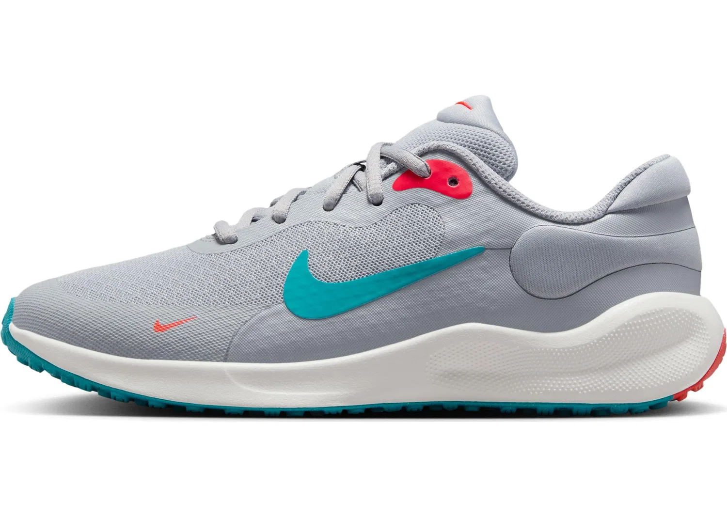 Детские кроссовки для девочек с амортизацией NIKE Revolution 7 NIKE, Wolf Grey Dusty Cactus Bright Crimson