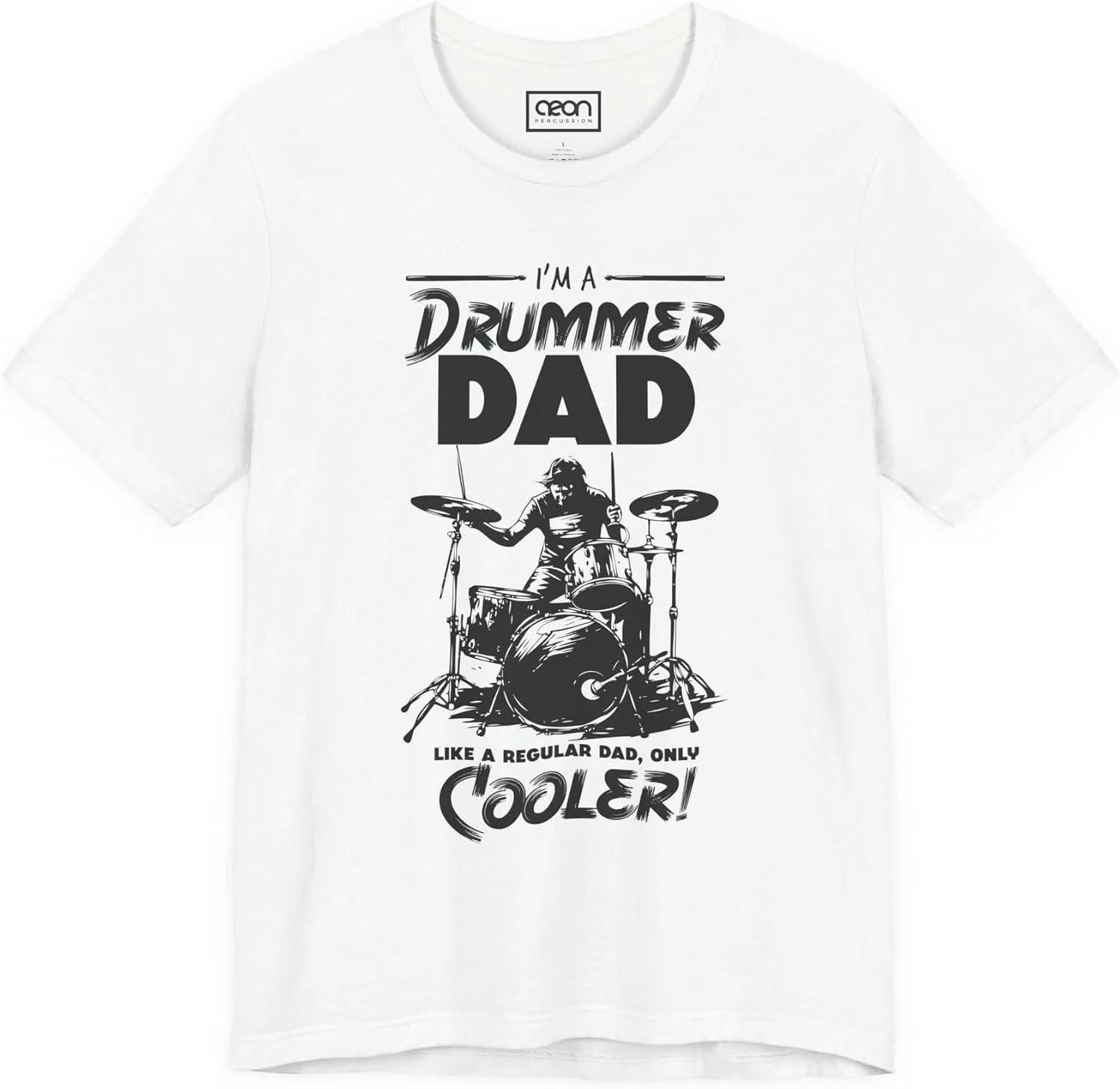 Мужская футболка с принтом Drummer Dad, White