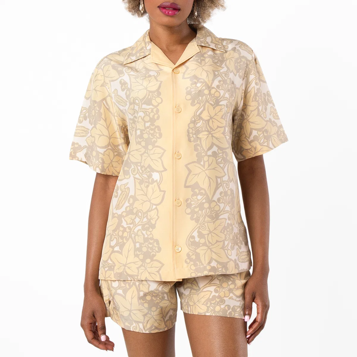 Шелковая пижамная рубашка Ivy Print Burberry, Flax Ip Pattern