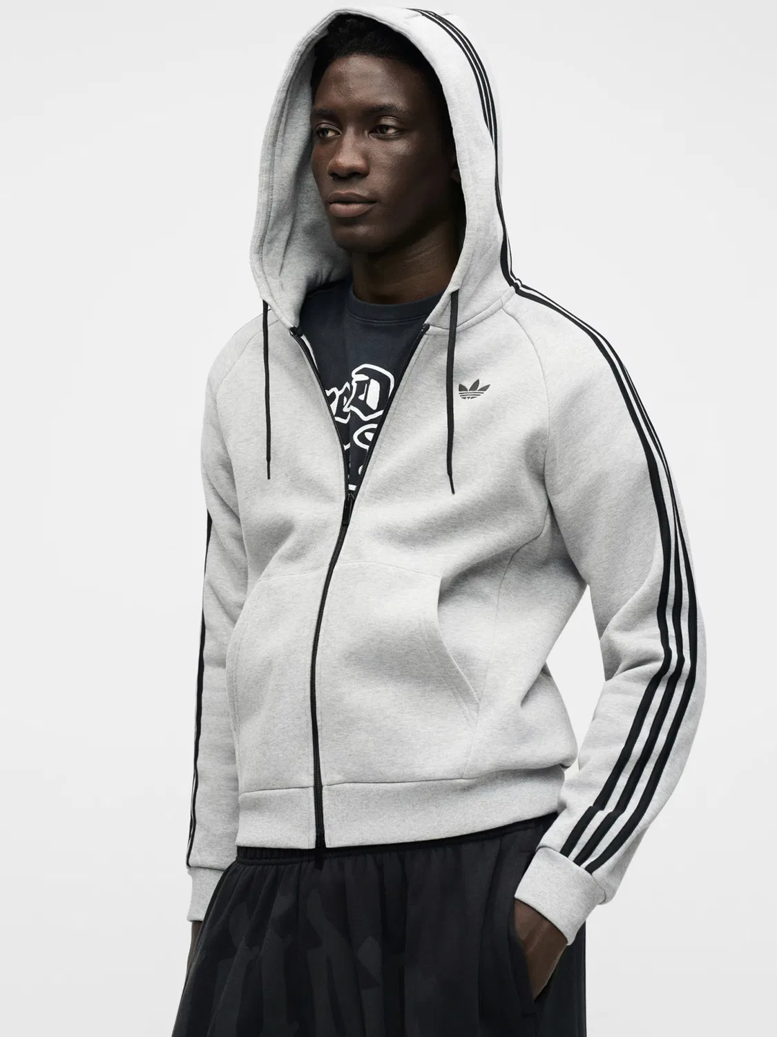 Толстовка на молнии Adidas Originals Adicolor, серый — фото 4