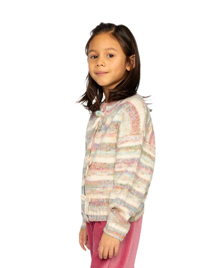 Вязаный кардиган с принтом в полоску, модель Soft Poetry Deux par Deux, Mauve And Blue Knitwear — фото 3