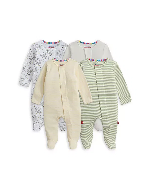 Детский комбинезон с магнитными застежками комплект из 4 штук Unisex footie bundle Magnetic Me, мультиколор