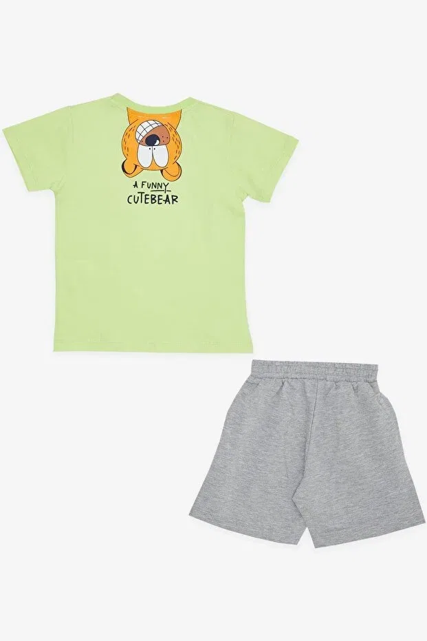 Детский комплект шорт для мальчиков с принтом Teddy Bear Printed Breeze, Pistachio Green — фото 2