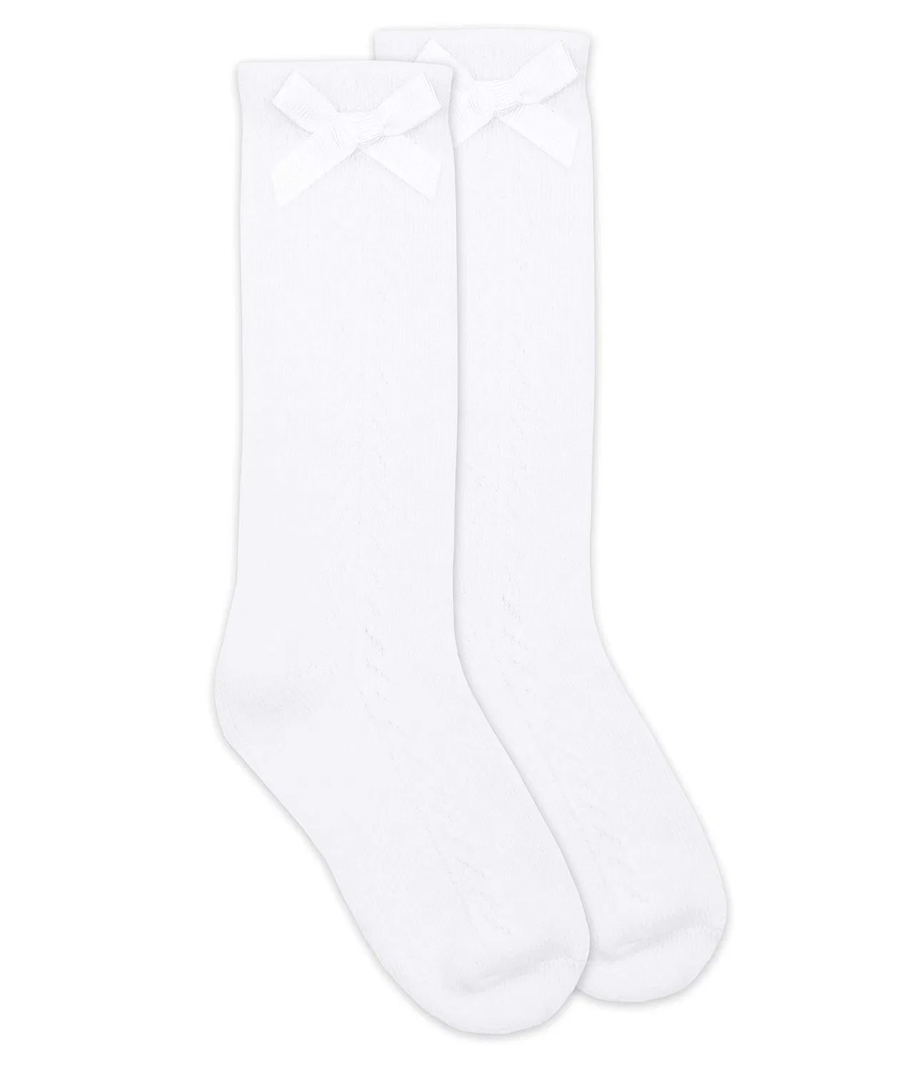 Детские высокие носки с ажурным бантом, 1 шт. Jefferies Socks, White