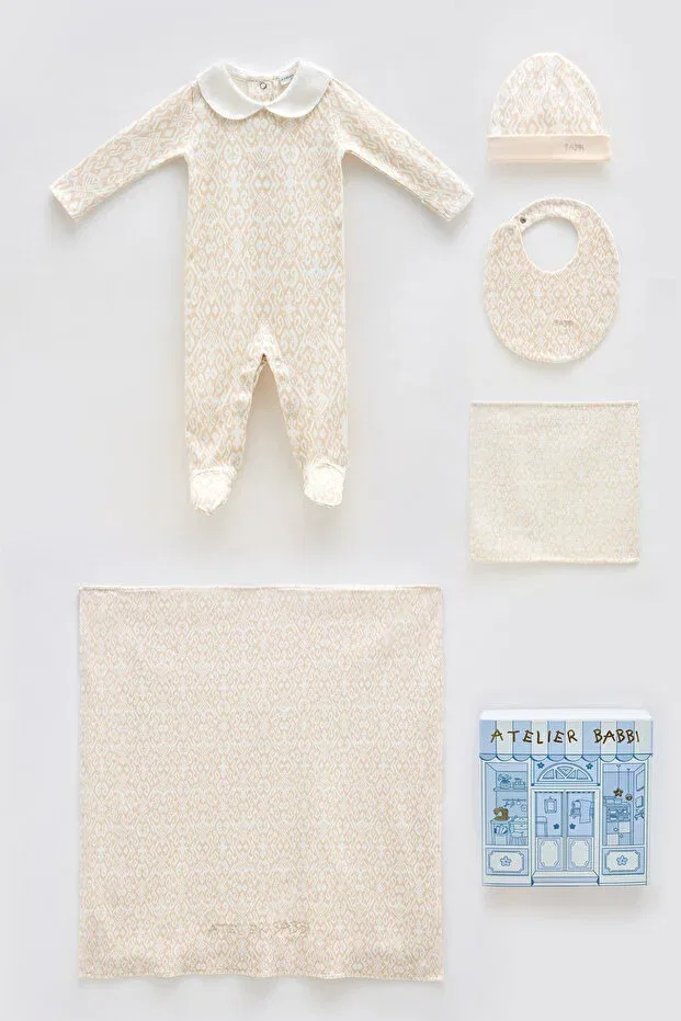 Детский комплект для новорожденных хлопковый 5 предметов Atelier Babbi, Beige