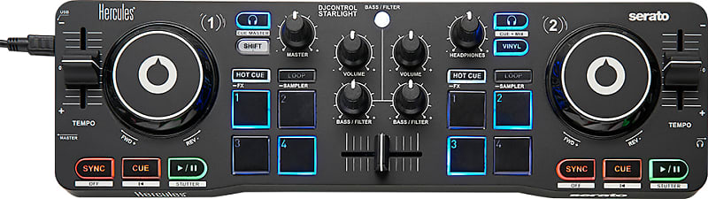 Контроллер Hercules DJ Control Starlight Compact со встроенной звуковой картой для Serato - фото