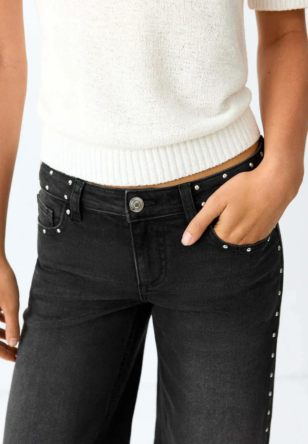 Подростковые джинсы-клеш Mango Kids, Black Denim — фото 3