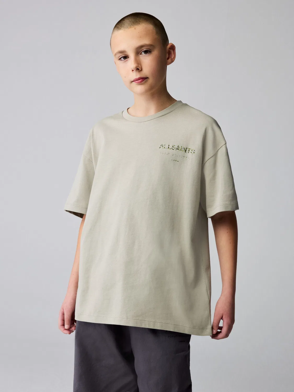 Футболка Oversized Underground Crew Neck, All Saints, Stone/Camo — фото 2