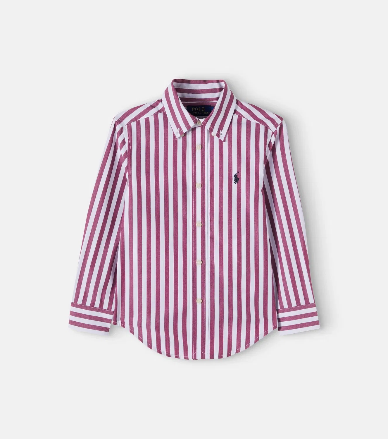Рубашка из хлопкового поплина в полоску Polo Ralph Lauren Kids, бордовый