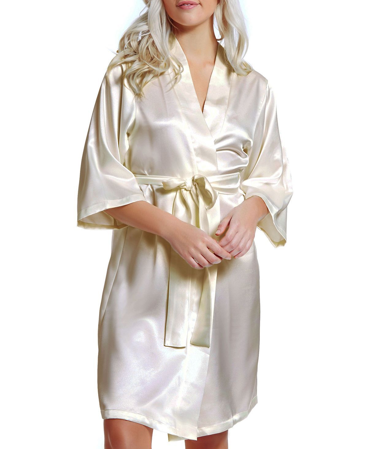 

Женский атласный халат marina lux с рукавами 3/4 iCollection, мульти