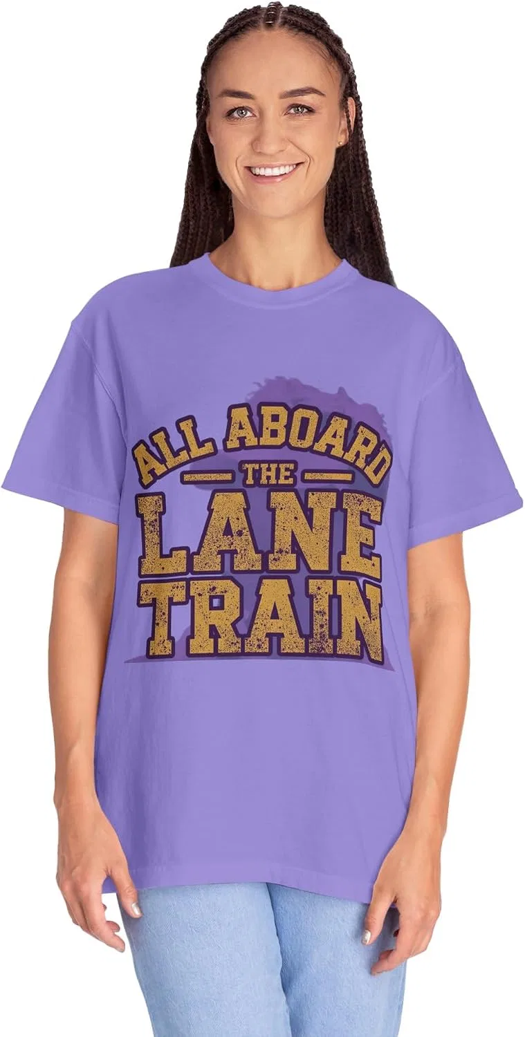 Женская футболка с принтом All Aboard The Lane Train, фиолетовый — фото 2