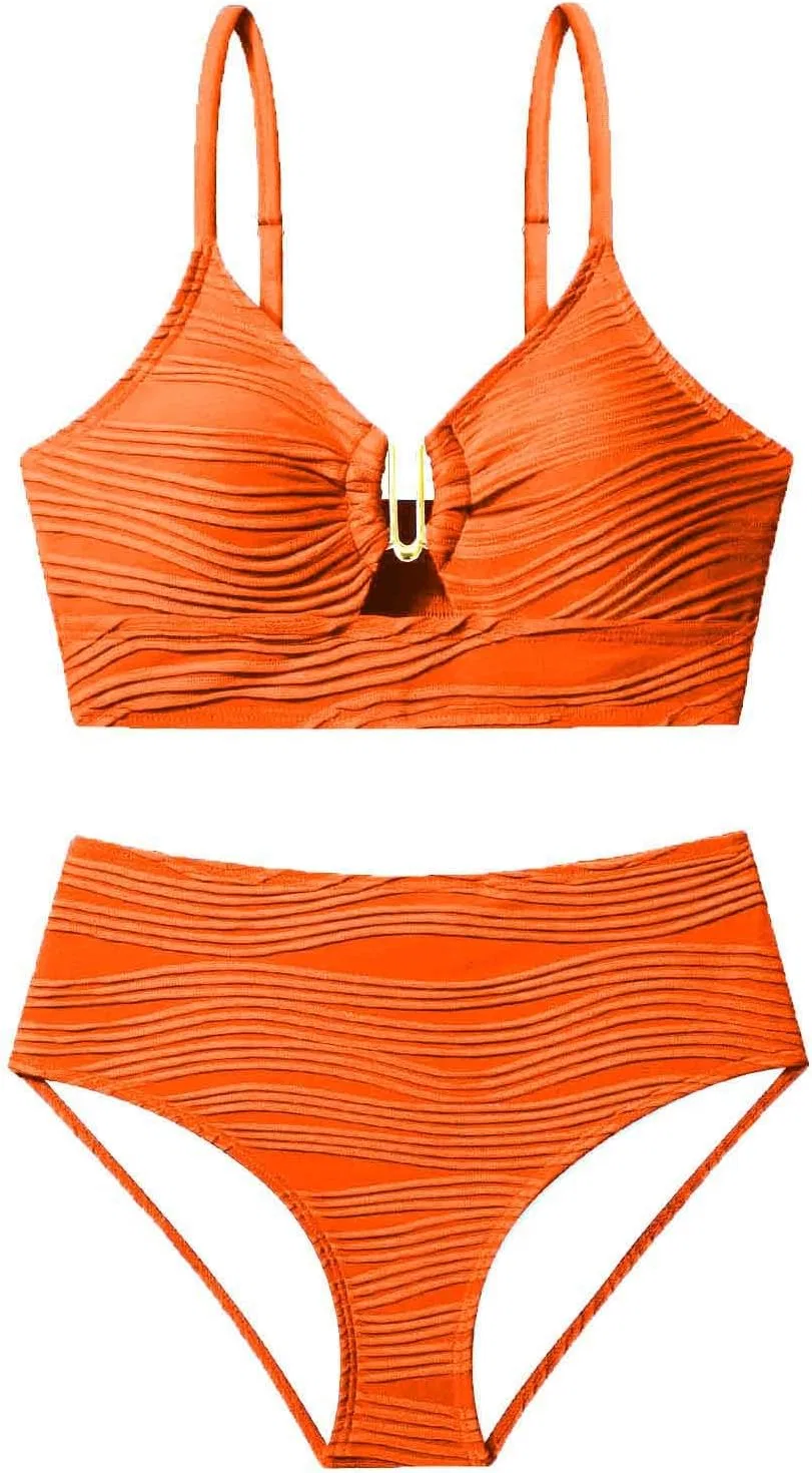 Женский танкини с контролем живота Textured Slim, Orange — фото 4