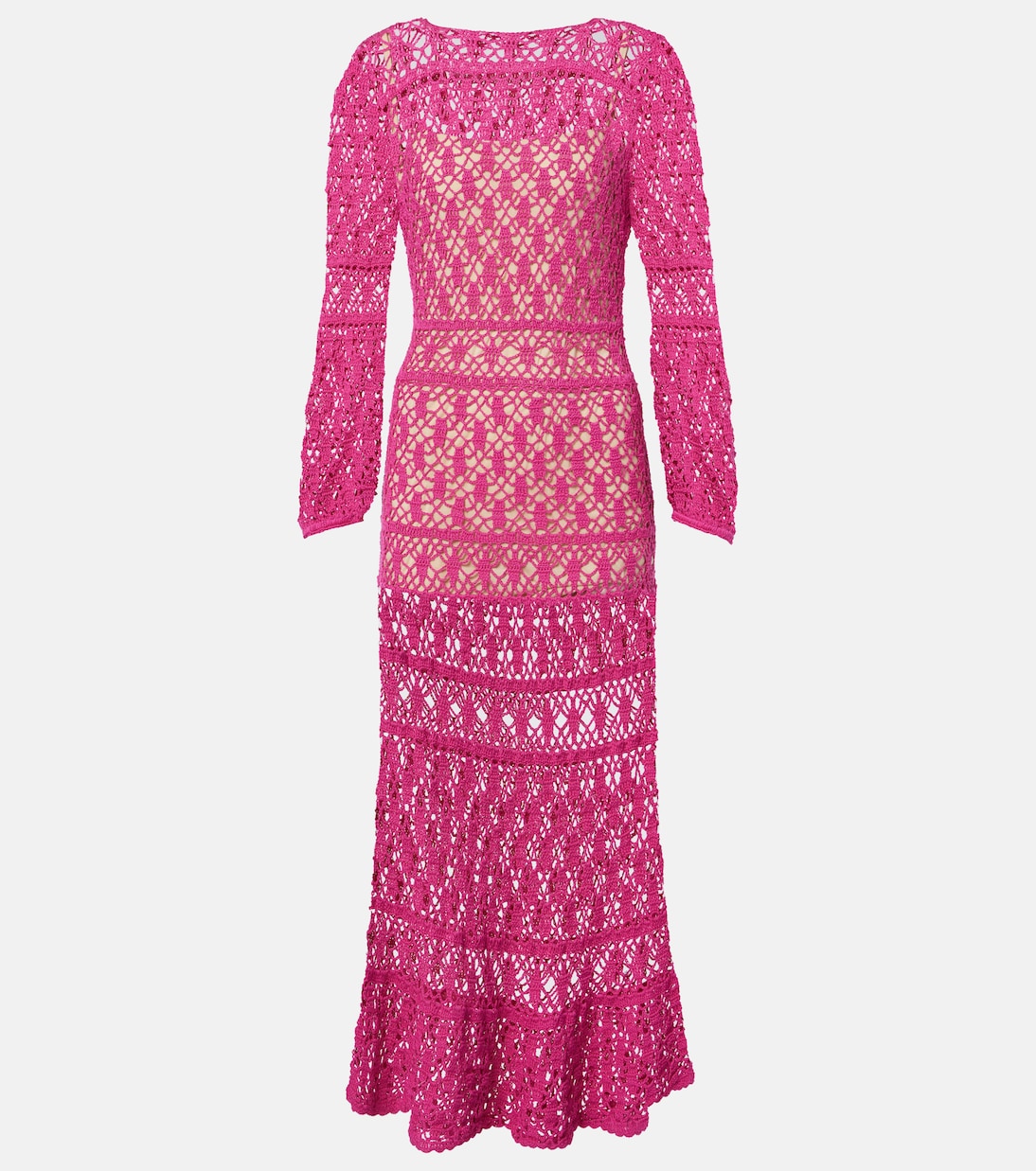 

Длинное хлопковое платье с кружевом Jennifer Anna Kosturova, Fuchsia