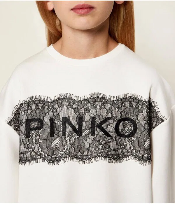 Детская футболка для девочек свободного кроя Pinko Up, Écru — фото 4