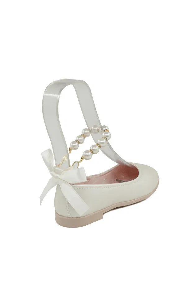 Детские балетки для девочек с жемчугом Orthopedic insole with pearl and bow detail daily girl's ballet flats Pabuçland, Sedef — фото 3