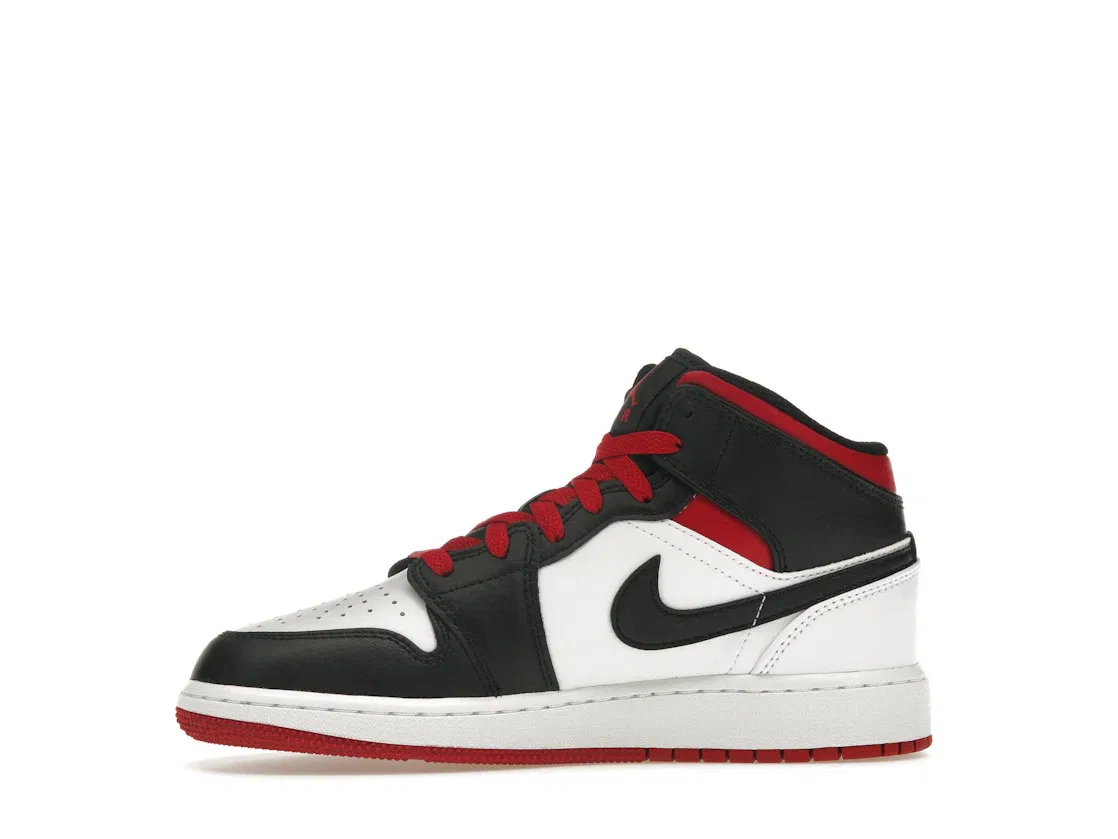 Детские кроссовки Lifestyle с принтом Jordan 1 Mid Jordan, White/Gym Red/Black — фото 3