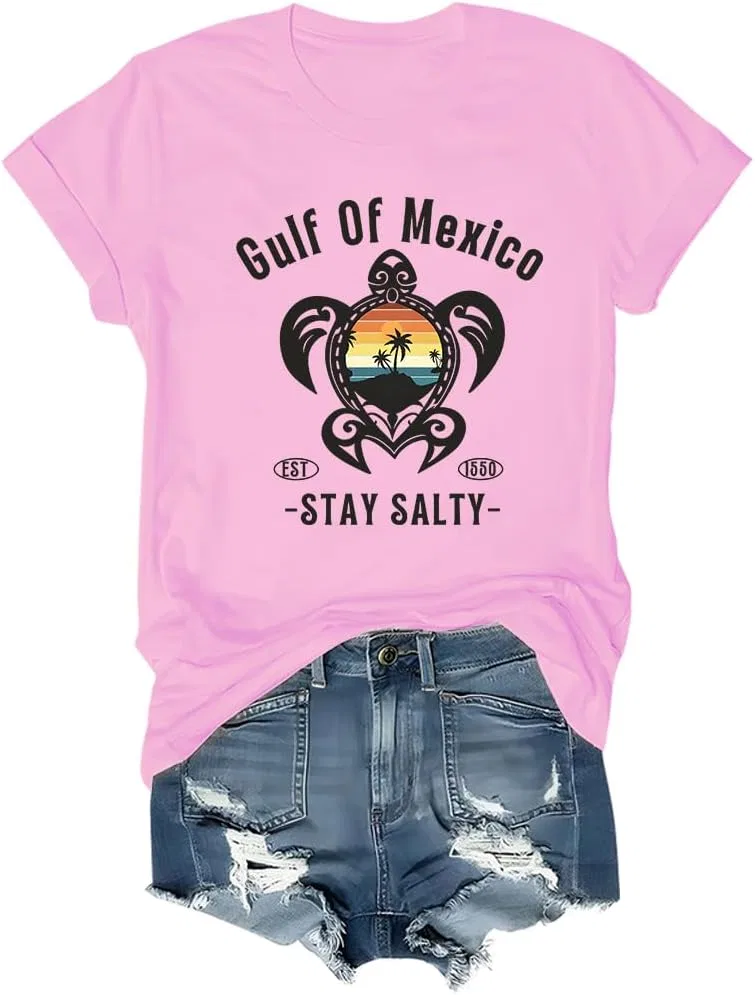Футболка с принтом Gulf of Mexico, Pink