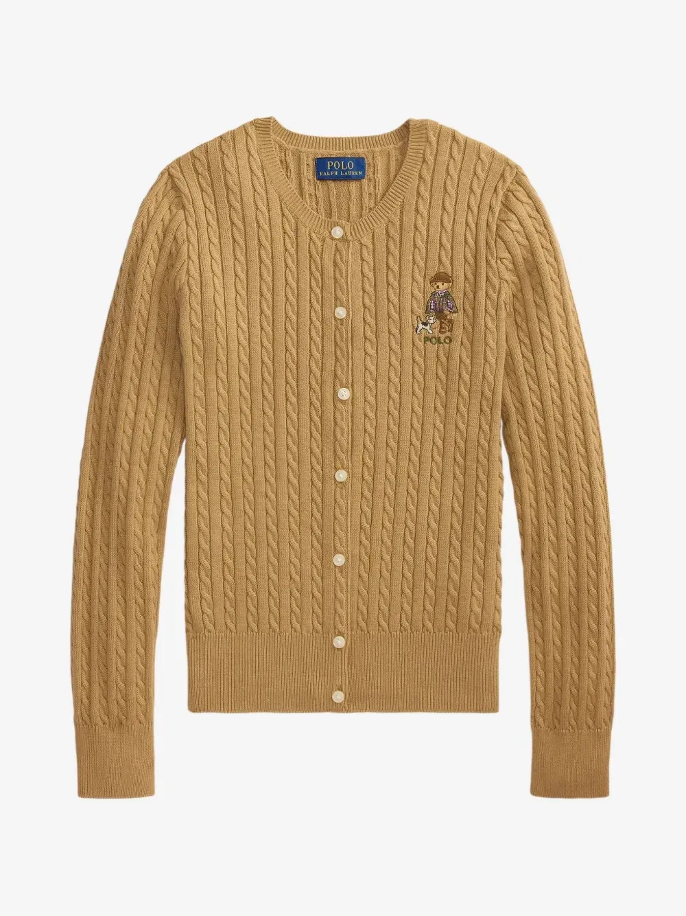 Детский хлопковый кардиган Polo Bear с миниатюрным узором «косичка» Polo Ralph Lauren POLO RALPH LAUREN KIDS, бежевый