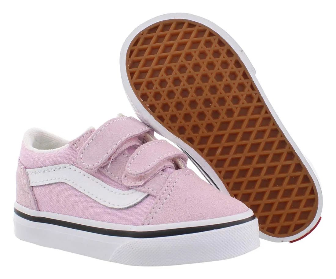Детские кроссовки для мальчиков с липучкой Old Skool Vans, Lilla Snow True White — фото 2