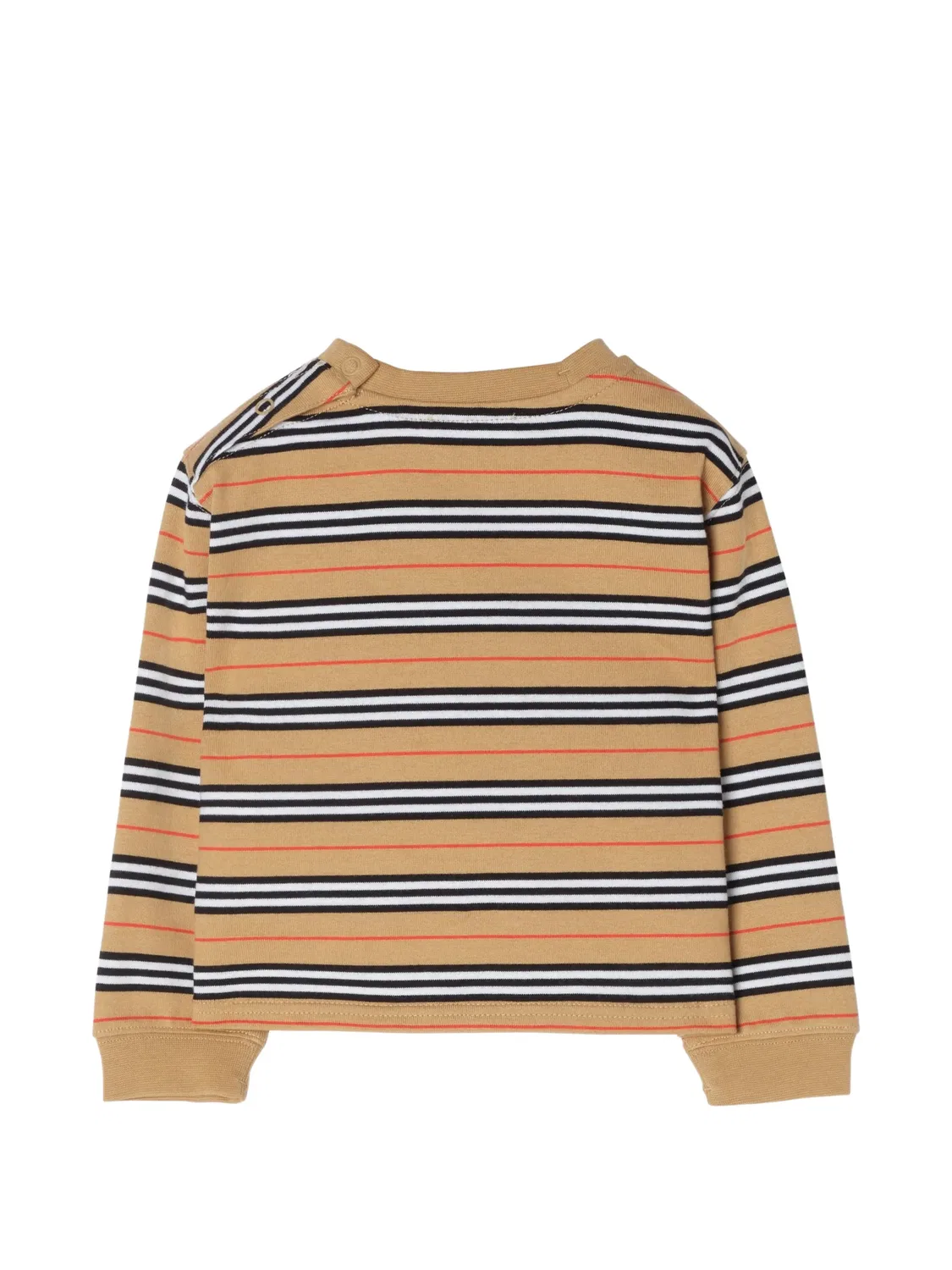 Хлопковая футболка с длинными рукавами и полосками Icon Burberry Kids, нейтральные цвета — фото 2