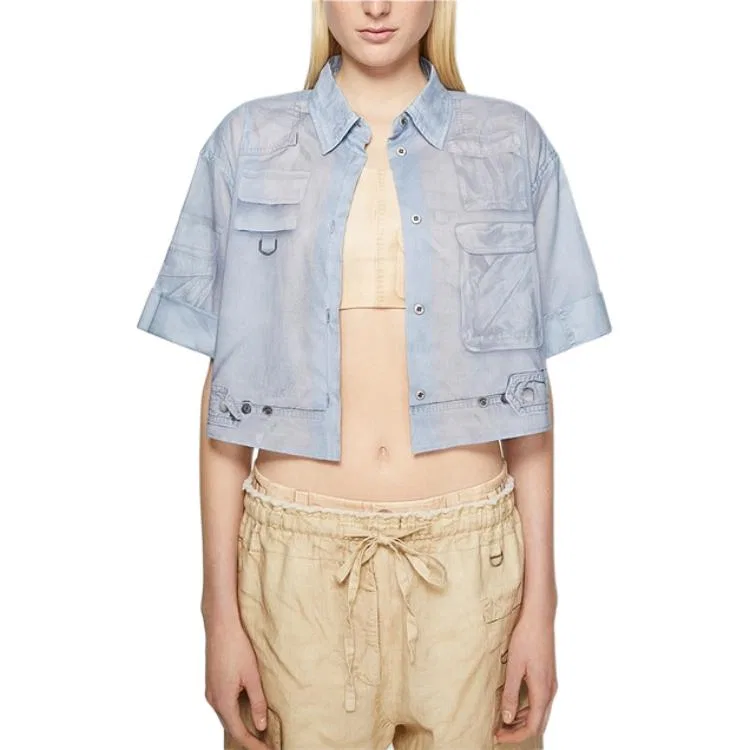 Женская рубашка с принтом Acne Studios, Light Blue — фото 2