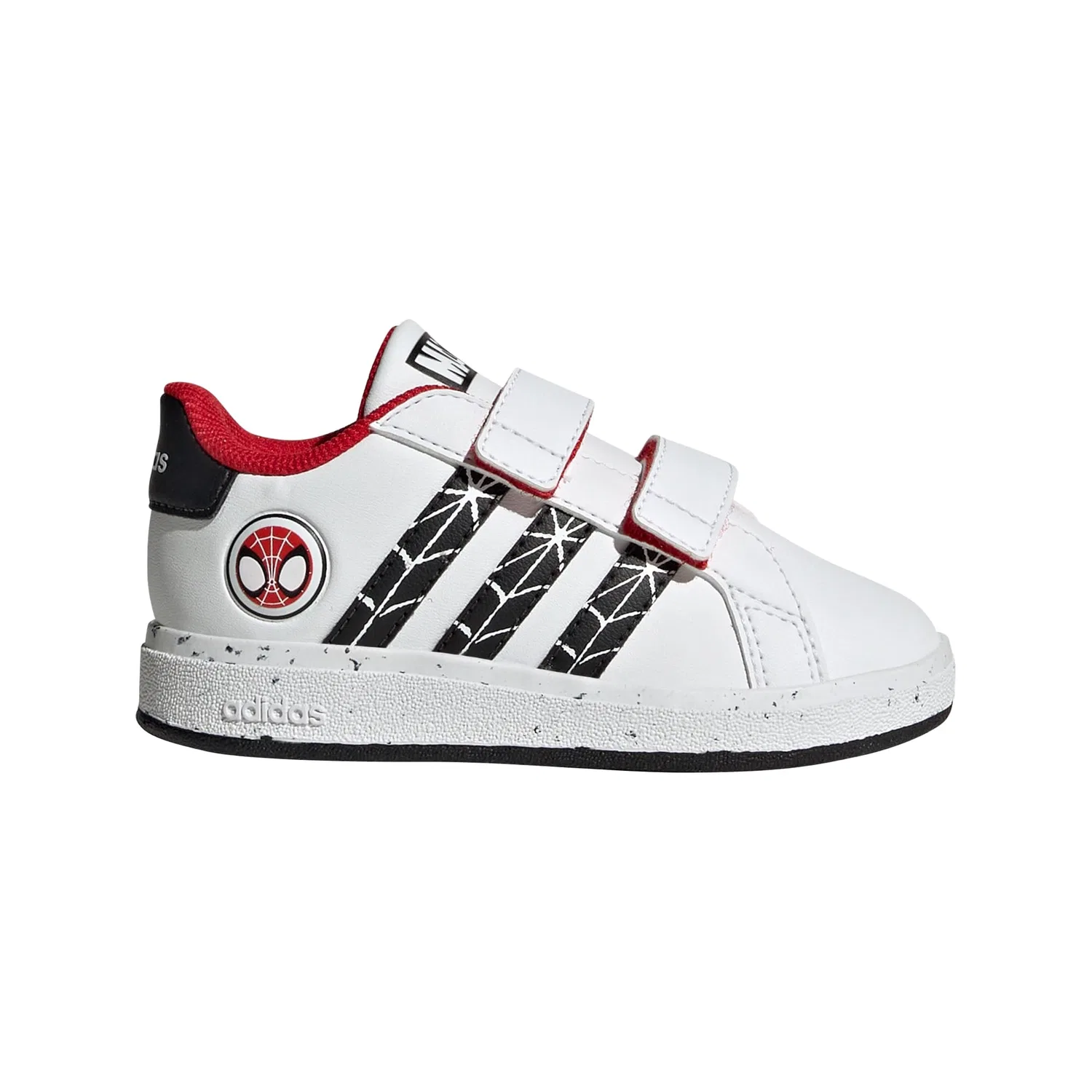 Детские кроссовки с липучками Grand Court Lifestyle Hook and Loop Adidas, White Black Better Scarlet — фото 2