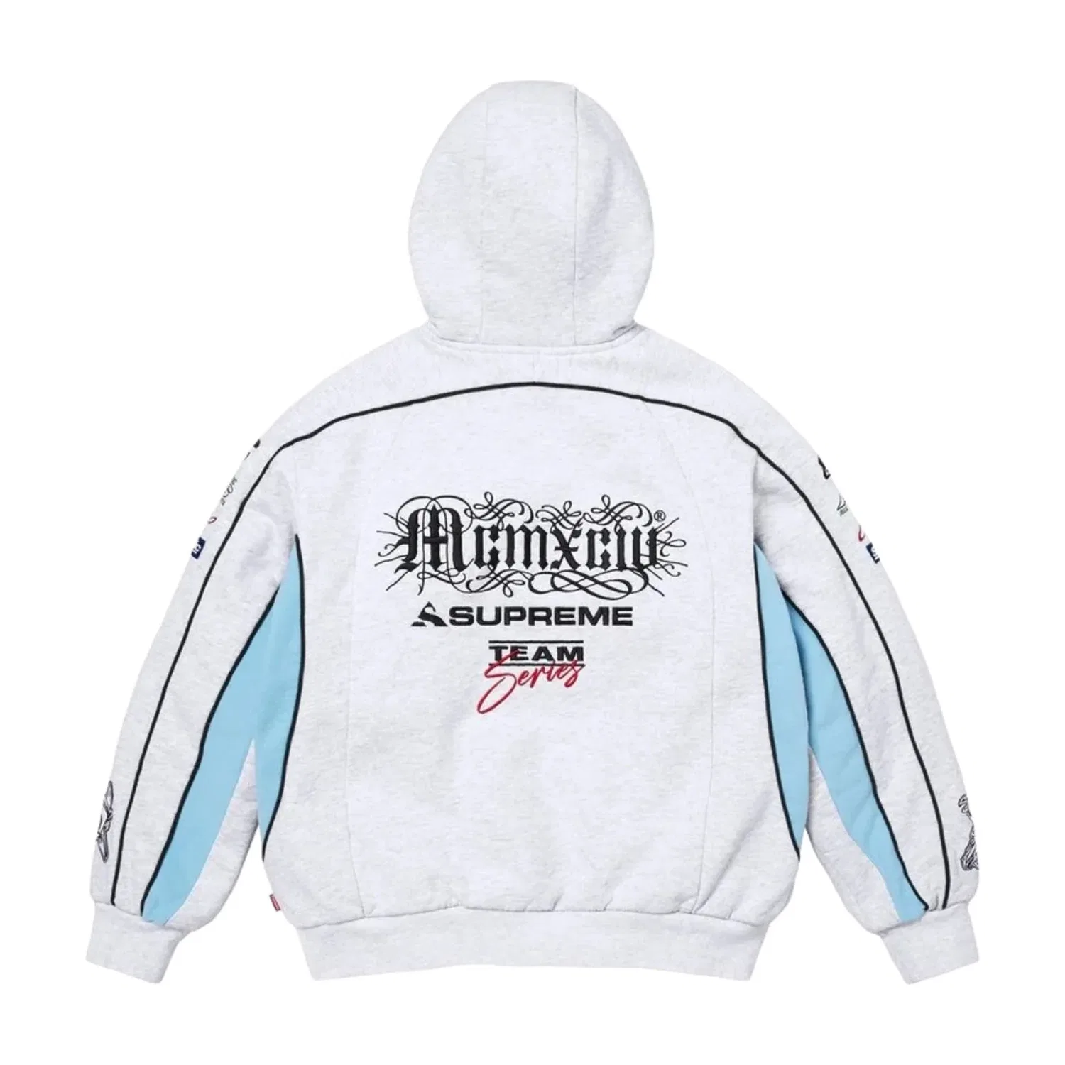 Мужское худи FW26 Racing Lined Zip Up Hooded Sweatshirt 'Ash Grey' Supreme, Ash Grey — фото 2