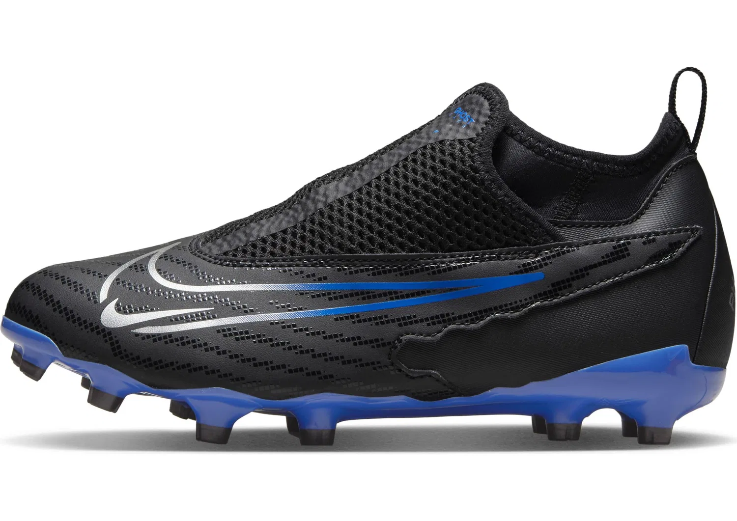Детские бутсы для мальчиков с синтетическим верхом Jr Phantom Gx Academy Df Fg/Mg NIKE, Black Chrome Hyper Royal