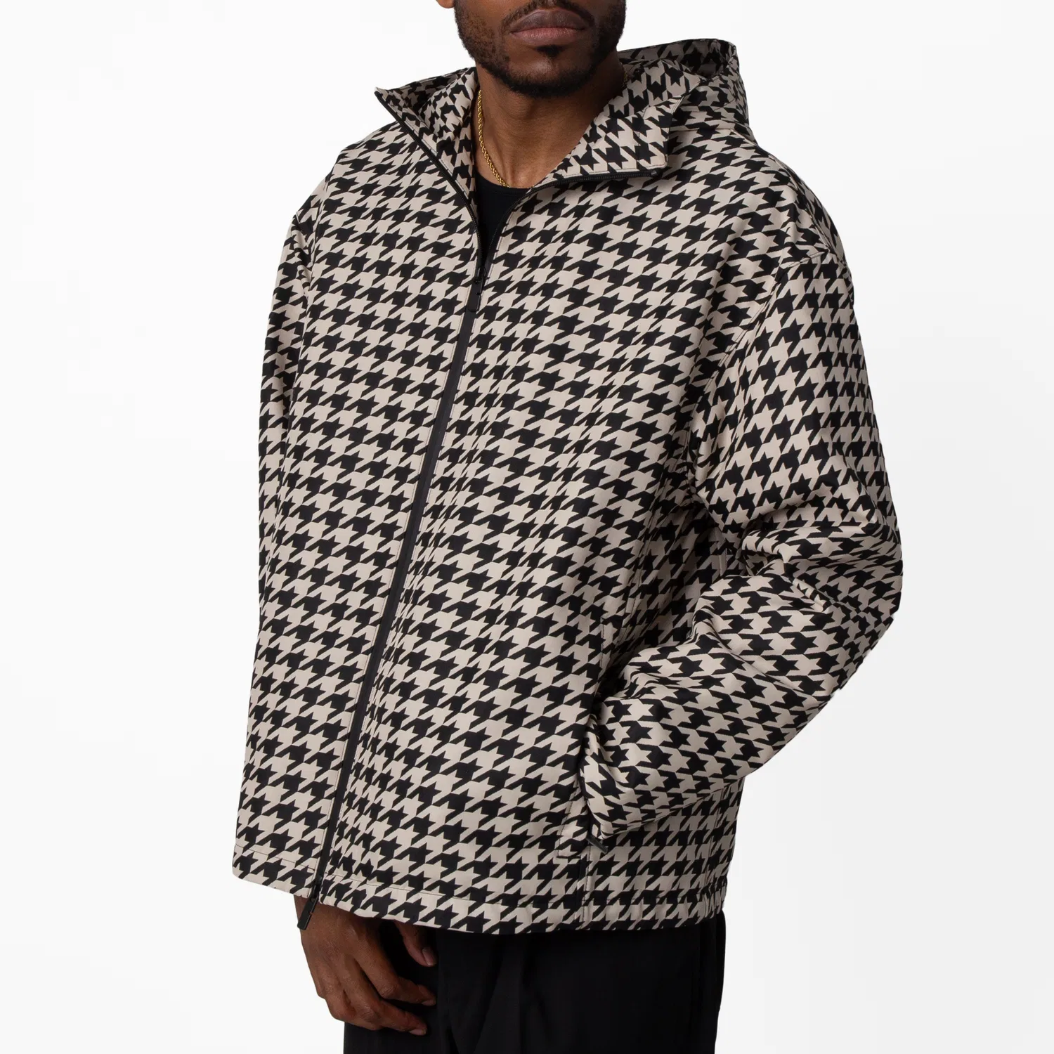 Куртка с капюшоном свободного кроя Houndstooth Burberry, Black Ip Pat — фото 2
