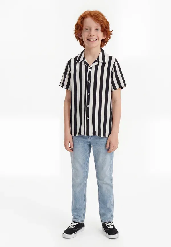 Рубашка с коротким рукавом, в полоску Resort Urban Classics, Offwhite, белый/черный