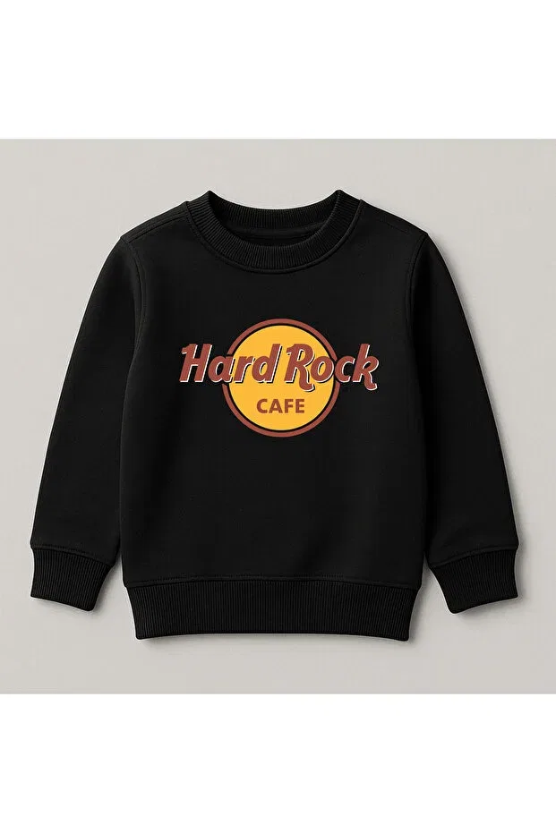 Детское худи для мальчиков с принтом Hard Rock Printed Crew Neck Svart Wear, Black