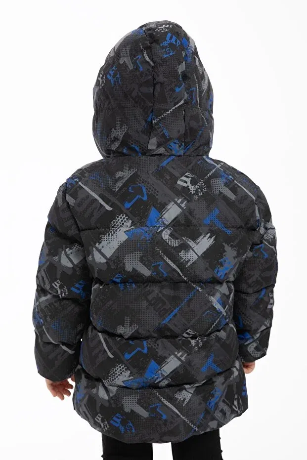 Детское зимнее пальто для девочек с принтом Montup, Saks Anthracite — фото 4