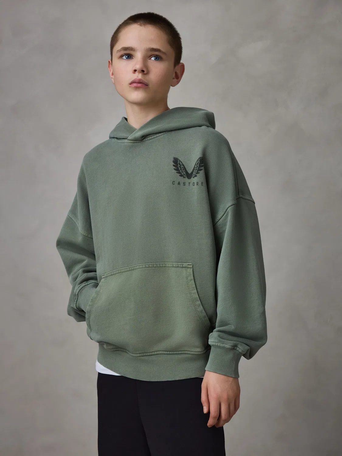 Худи оверсайз, хлопковое Castore Washed Khaki Logo Oversized Heavyweight Castore, хаки