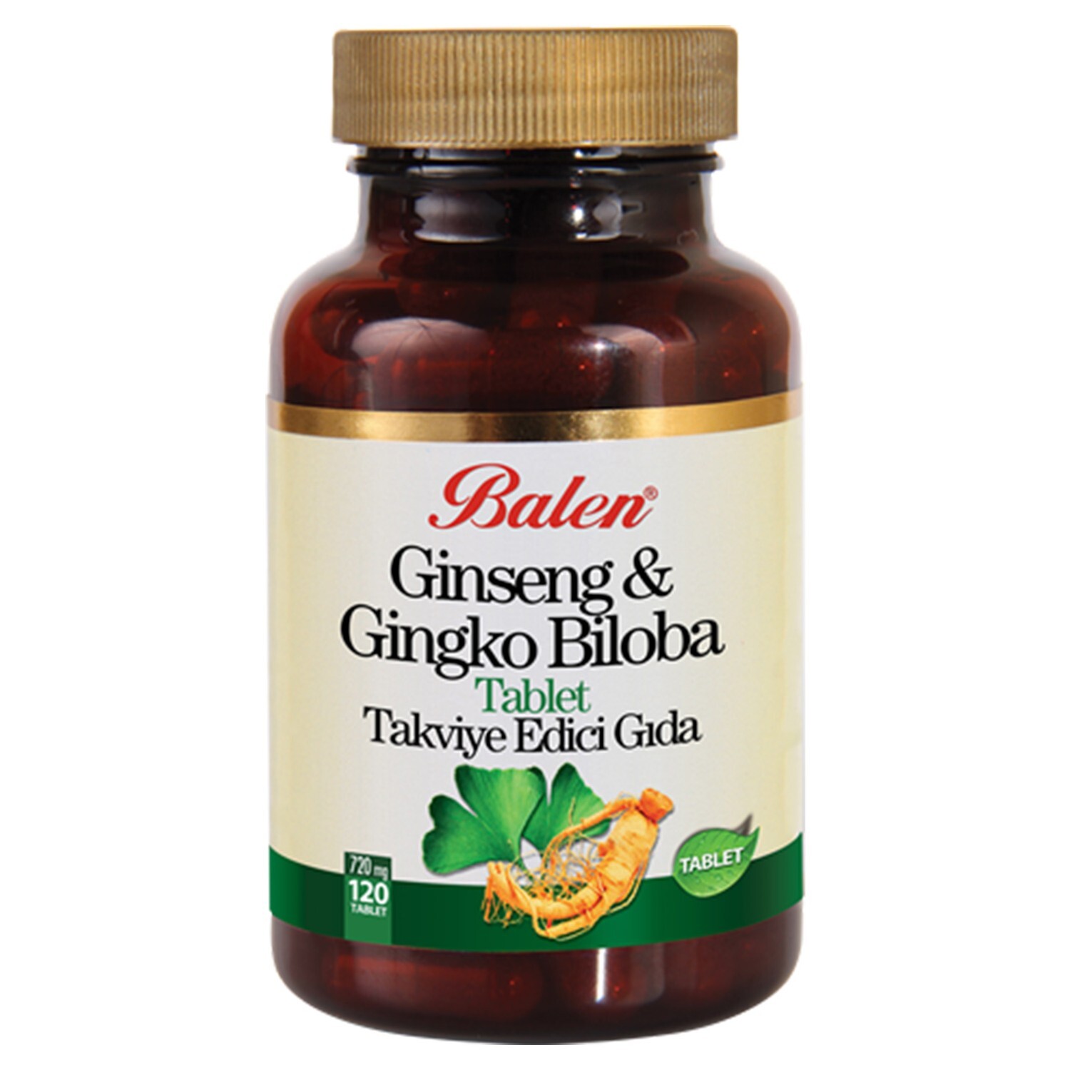 

Активная добавка Balen Ginseng & Ginkgo Biloba, 120 капсул.