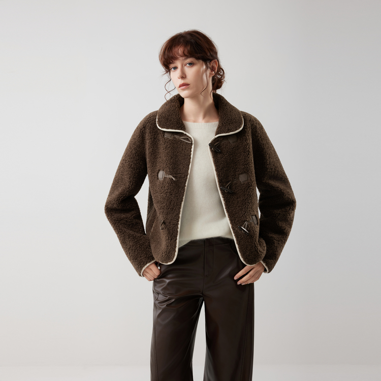 

ELLE Вельветовая куртка женская Coffee с лацканами утепленная