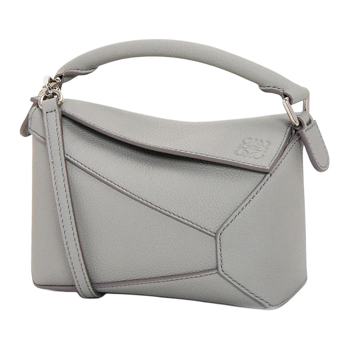 

LOEWE Мягкая кожаная головоломка через плечо мини-сумка женская жемчужно-серая