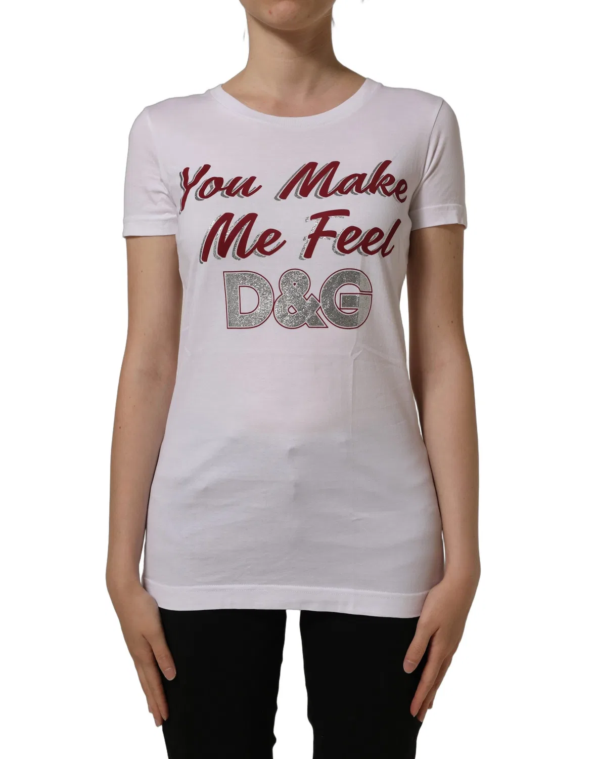 Женская футболка с принтом White Graphic Print Cotton Crew Neck T-shirt Dolce & Gabbana, White — фото 2