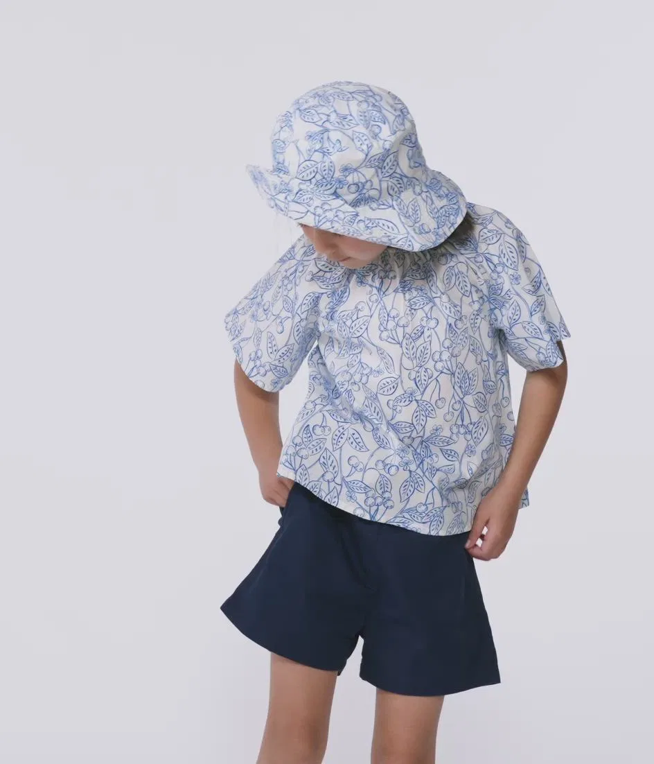 Детская блузка с коротким рукавом, с принтом PETIT BATEAU, White/Blue — фото 2