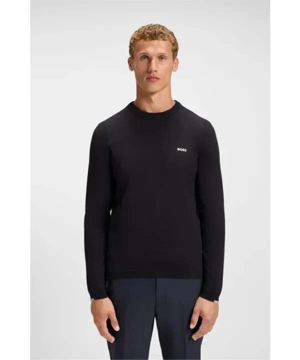 Свитер из хлопка, Essential Crewneck, Boss, черный