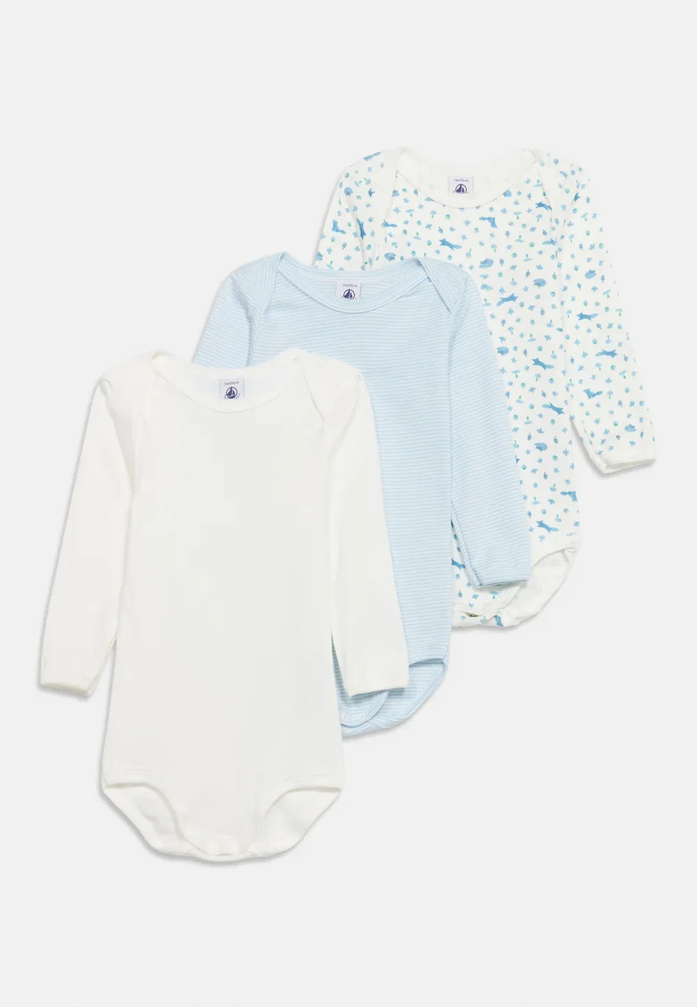 Bebe debout 3 pack - body Petit Bateau, Blue/White