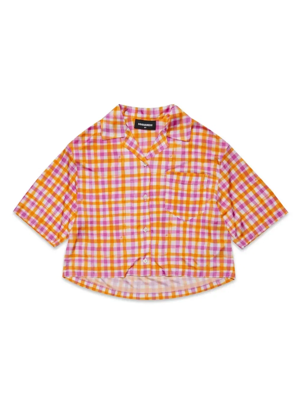 Рубашка в клетку с короткими рукавами Dsquared2 Kids, розовый