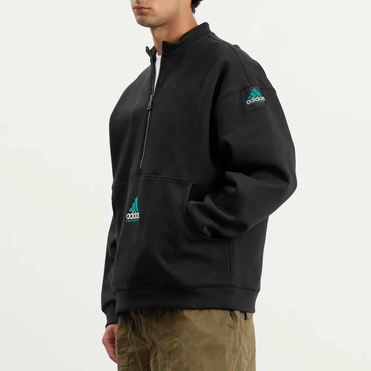 Мужской свитшот с полузастежкой Eqt half zip Adidas, Black — фото 2