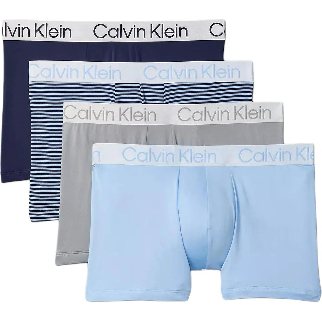 Мужские боксеры-слипы с принтом, комплект из 4 штук, Calvin Klein, Dark Blue Stripes Light Gray Light Blue
