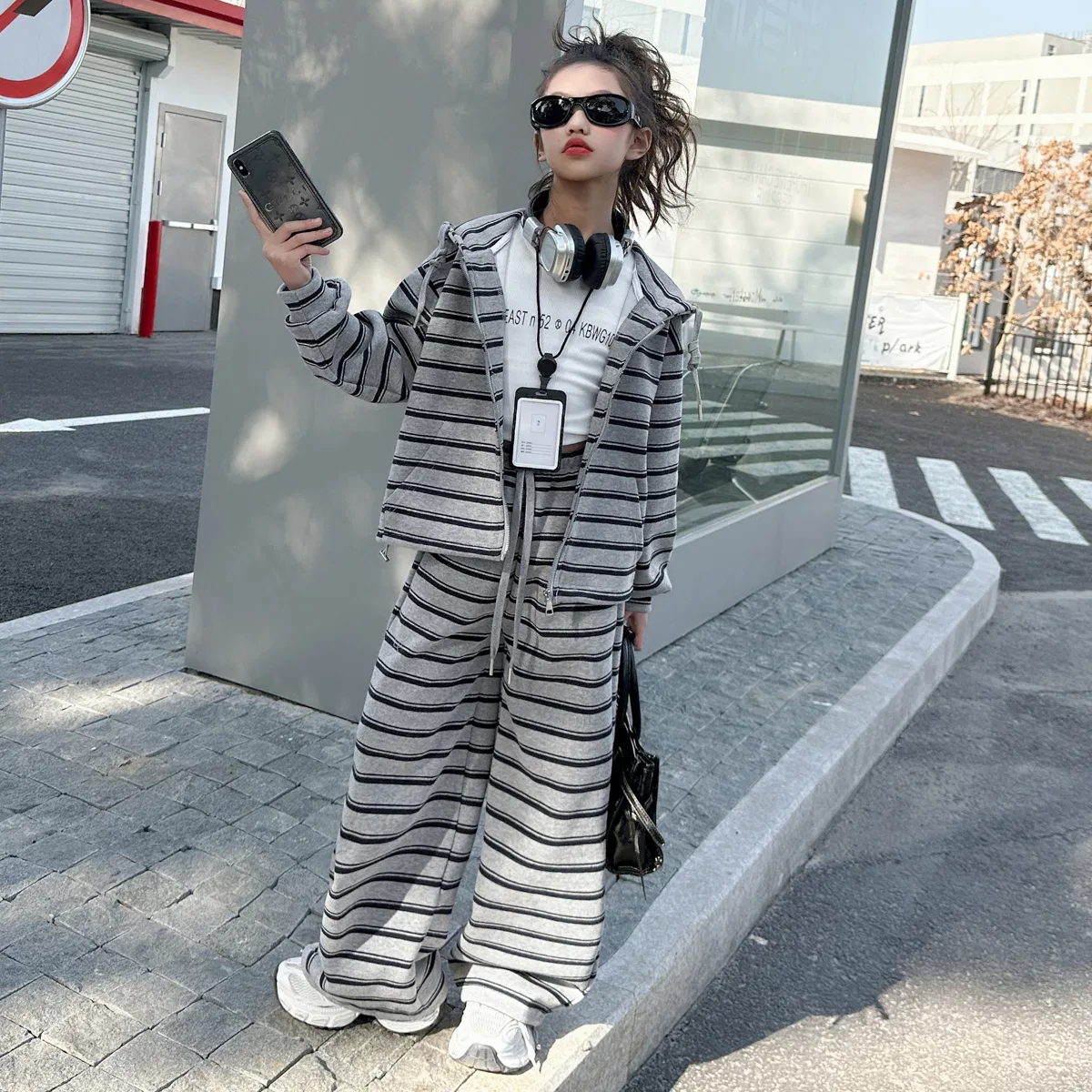 Детский спортивный комплект с топом и брюками Lanza, Gray — фото 3
