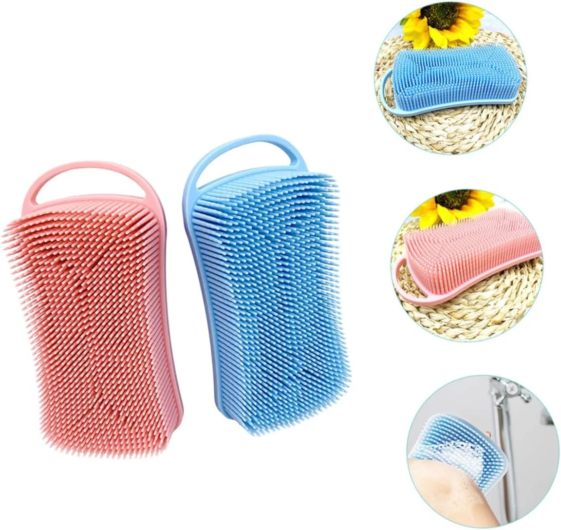 Силиконовая щетка для душа Beaupretty, 2 шт, 14.1x7x3.7 см, Розовый — фото 3