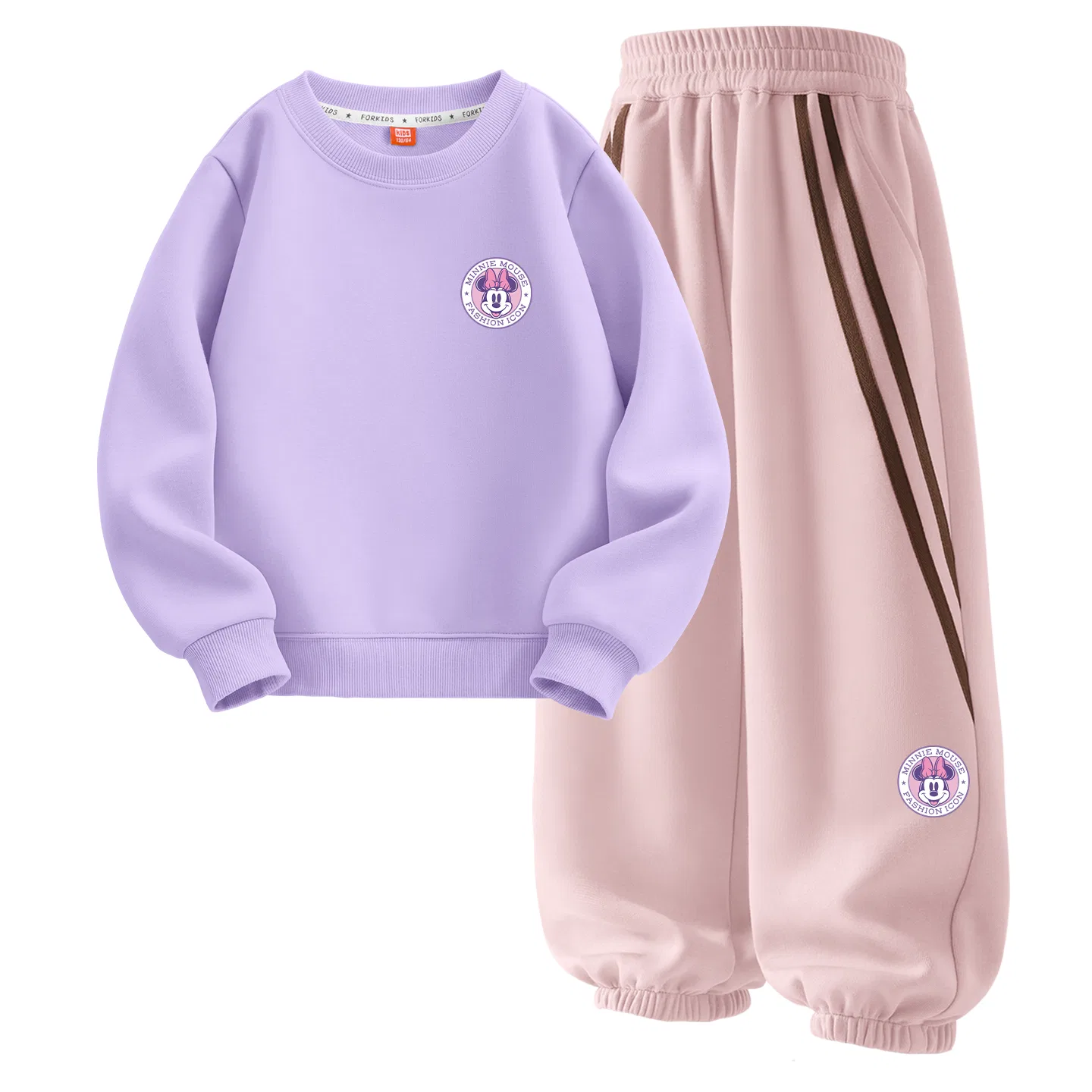 Детский спортивный комплект с принтом Disney Di Eyelashes Minnie K, Цвет Taro Purple+Lotus Pink