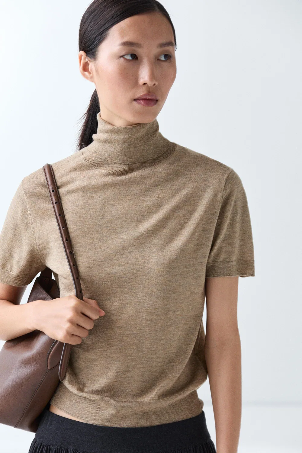 Свитер Massimo Dutti Turtleneck Knit, бежевый меланж